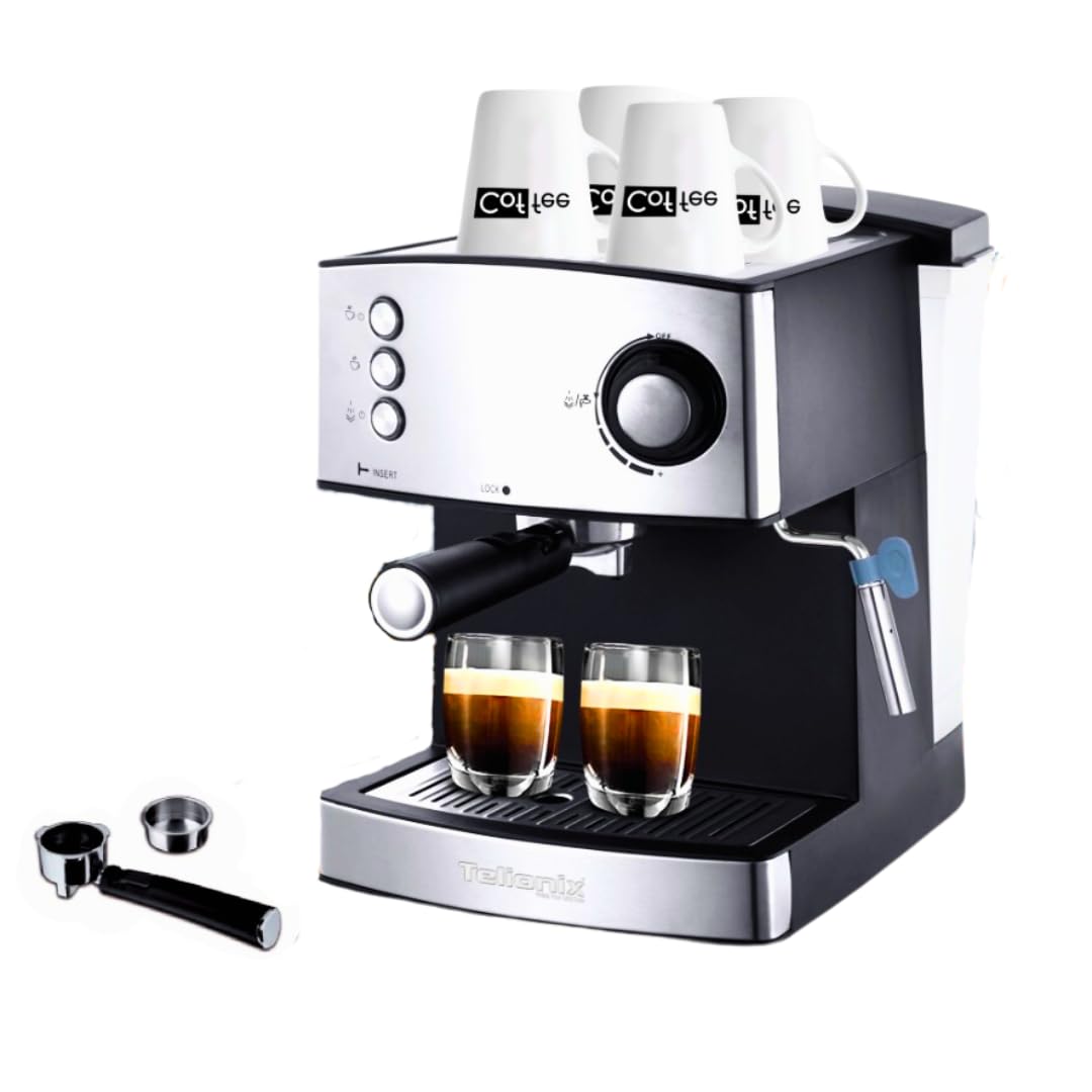 تيليونيكس Telionix 20 Bar Espresso Maker with Italy Ulka Pump, 1200W Coffee Machine for Espresso, Cappuccino, and Steam Milk Frother, 1.6L Detachable Water Tank, Aluminum Alloy Boiler, Stylish Design