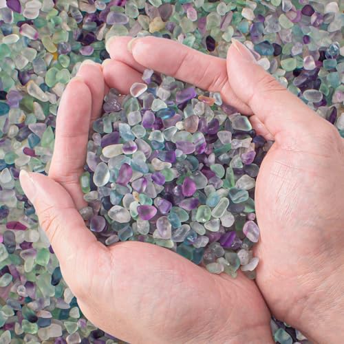 EZEELAI Fluorite Crystal Chips Stones Decorative Crystal Pebbles Irregular Shaped Natural Quartz Stones Aquarium Gravel Rocks for Vases Filler Garden and Fish Tank Decoration - 180g
