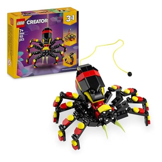 LEGO Creator 3in1 Wild Animals: Surprising Spider Toy - Transforms into a Scorpion Figure or a Snake - Building Set for Nature-Loving 7+ Year Old Boys & Girls - Creative Birthday Gift - 31159