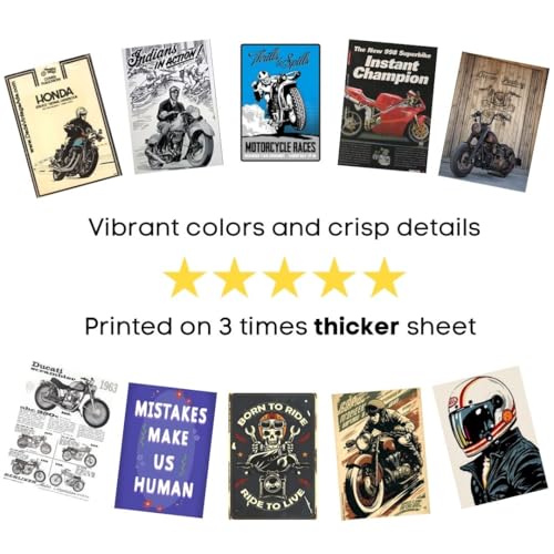 Image of auraposter Paper Motorbike Posters (Set of 40) | Bike Posters Royal Enfield, Jawa, Harley Davidson Vintage Motorbikes | Classic Motorcycle Retro Bikes | Glue Dots Included