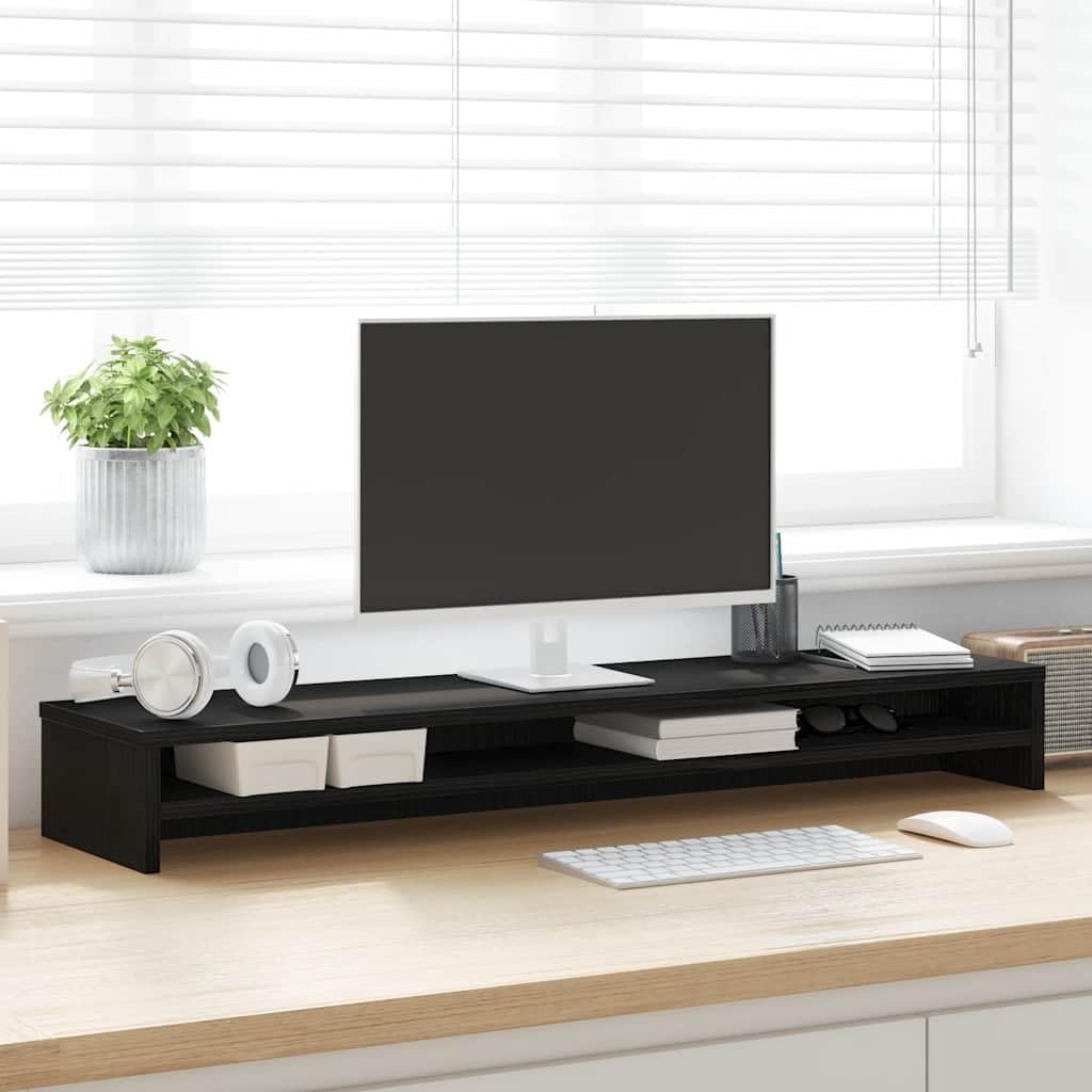 vidaXL Supporto per Monitor Rovere Nero 100x24x13 cm in Legno Agglomerato