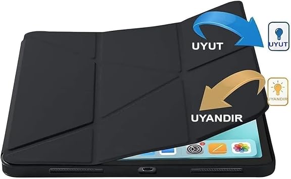 Huawei Matepad Pro 12.2 Ile Uyumlu Kılıf, Katlanır, Kalem Bölmeli, Silikon, Standlı, Uyku Modlu, Lacivert, LAÇİVERT