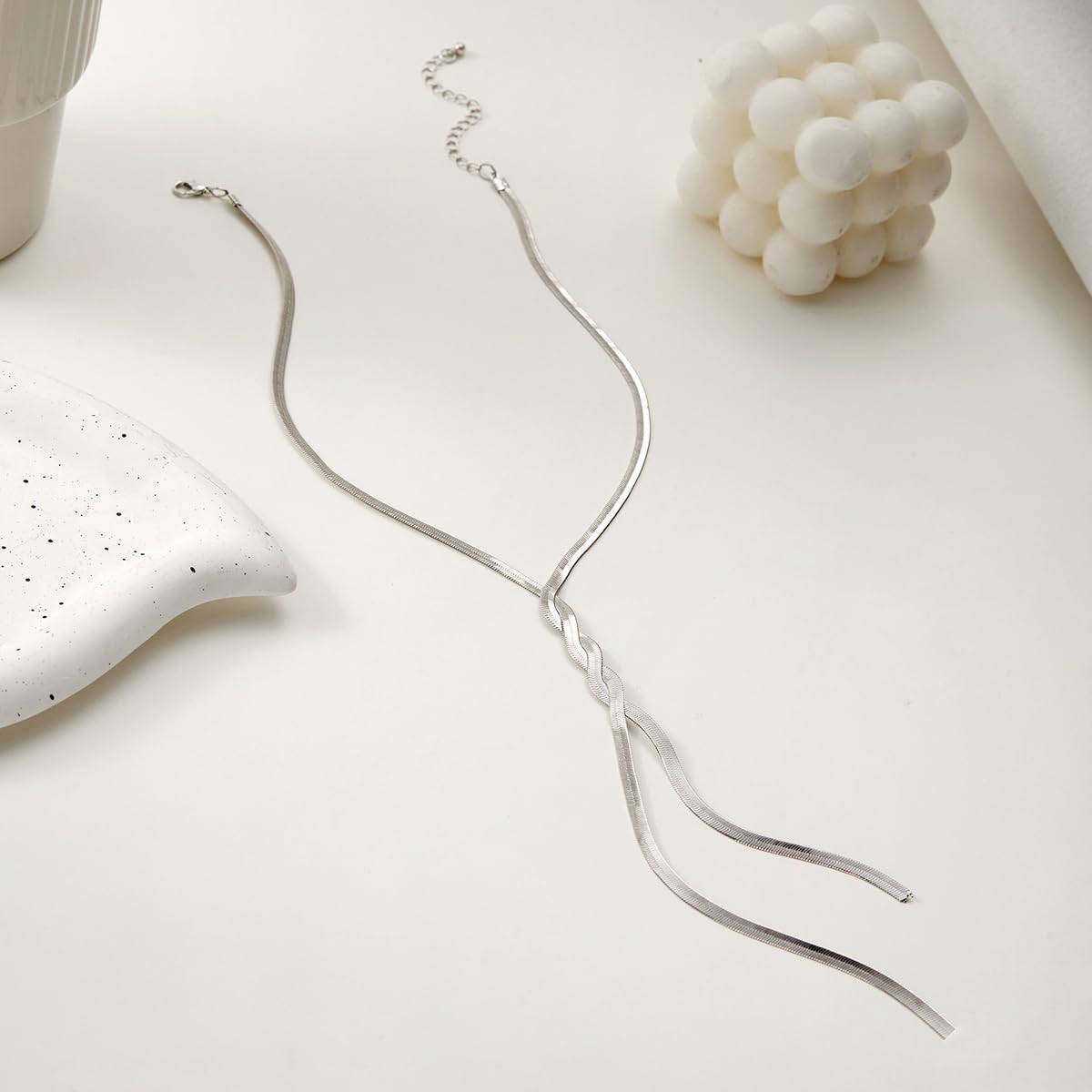 Long Gold statement Necklaces for Women Y-Shaped Snake Bone Chain Body Chain Choker Necklace 14K Gold Plated Minimalist Layered Pendant Chain Jewelry - Image 5