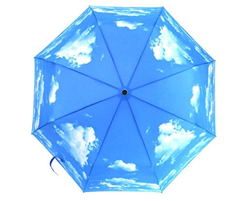 Sport Tent Regenschirm Reise/Outdoor Regenschirm Sonnenschirm UV Schutz Blau Himmel Weiße Wolken Muster Schirm kompakte Design, 8 verstärkten Rippen, DREI faltbaren transportabel Stockschirme Cover