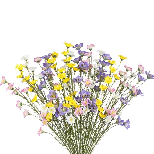 CITYES 16 Pcs Artificial Wildflowers with Stems Bulk Silk Spring