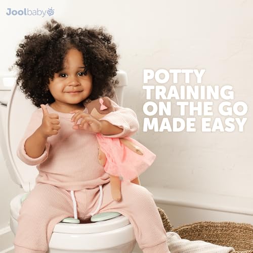 Image of Jool Baby Folding Travel Potty Training Seat for Toddlers, Fits Round & Oval Toilets, Non-Slip Suction Cups, Includes Free Travel Bag (Sage)