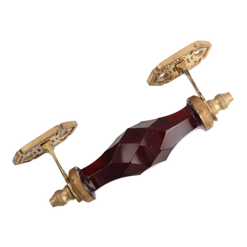 IndianShelf 1 Pack Glass Red Decorative Door Handles Drawer Pulls Diamond Unique Cabinet Handles for Dresser GH-62