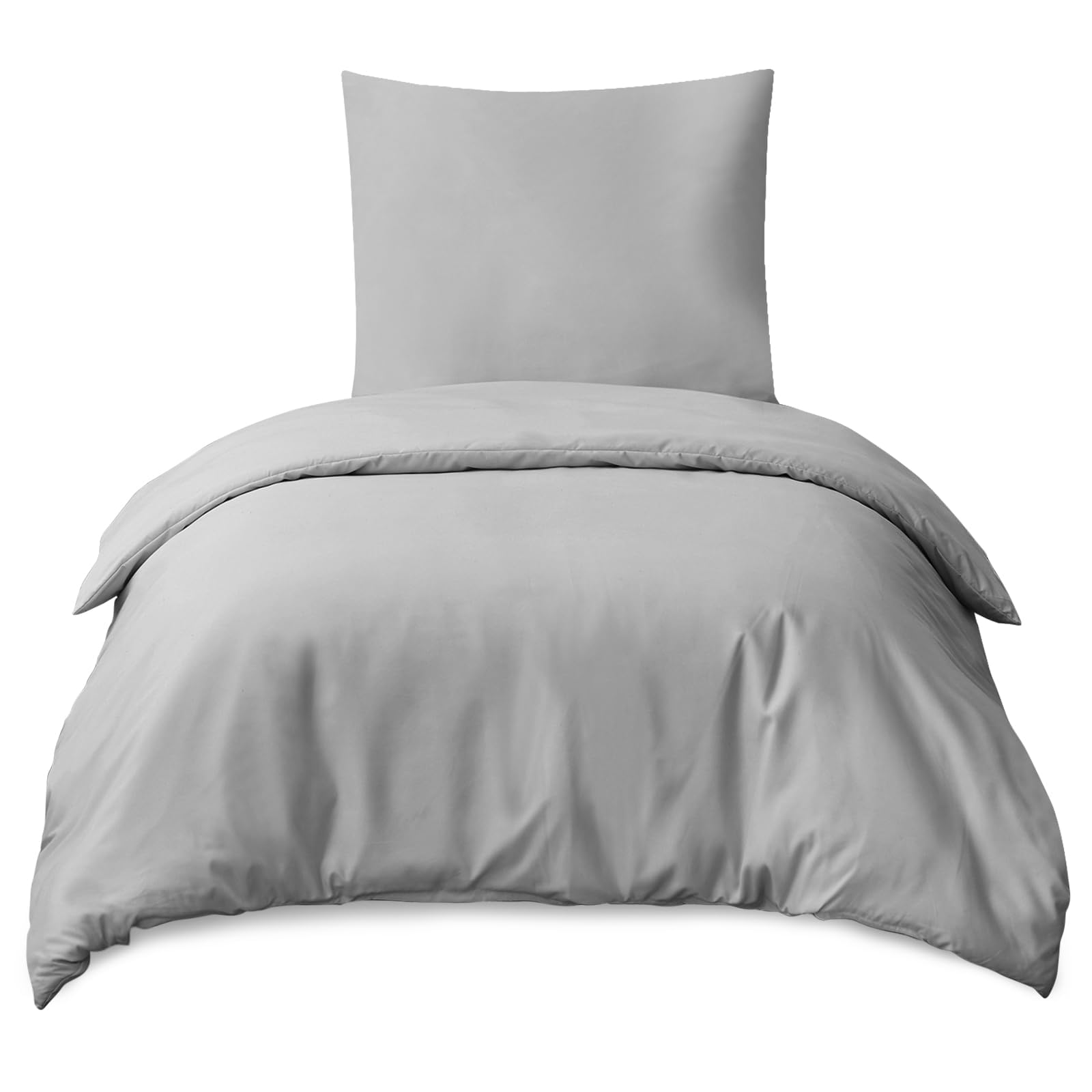 RUIKASI Bettwäsche 140x200 2teilig Grau - Hellgrau Mikrofaser Bettwäsche-Sets Oeko-TEX, Bettbezüge 140 x 200cm + Kissenbezüge 80x80cm mit Reißverschluss, Weich und Bügelfrei