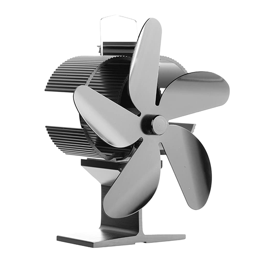 Ypbew Black 5-Blade Stove Fan Heat Powered Stove Fan For Wood Log For Burner Increase Heat Powered For Wood Burning