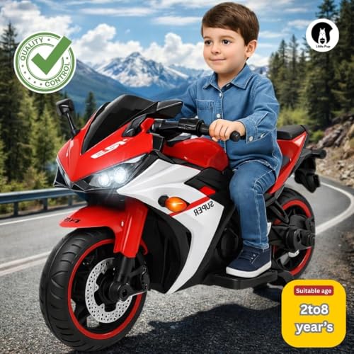 Image of LITTLE PUP Children's Toy Bike R3: Rechargeable Battery-Powered Ride-On for Boys and Girls | Electric Ride-On for Kids [Ages 2 to 8, Large Size - Red