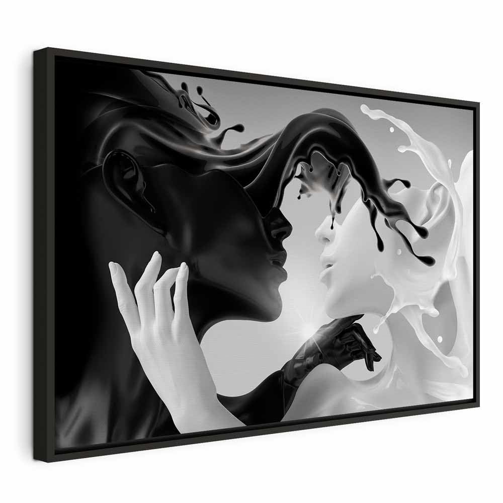 murando - Quadro con Cornice Nera Coffee&Milk 120x80 cm 1 Pezzo - Stampa su Tela - Quadri Moderni Soggiorno Grandi - Decorazioni da Parete Telaio in Legno - Amore h-C-0213-b-a