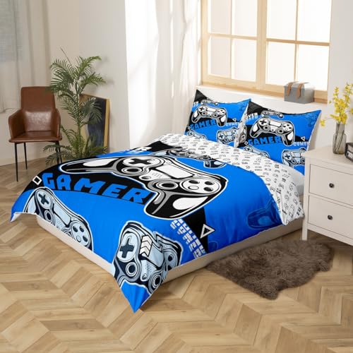 Homewish Gamer Comforter Cover for Boys Black and Blue Gaming Single Bedding Set Kids Video Game Duvet Cover Teens Gamepad Quilt Cover All Season - Image 3