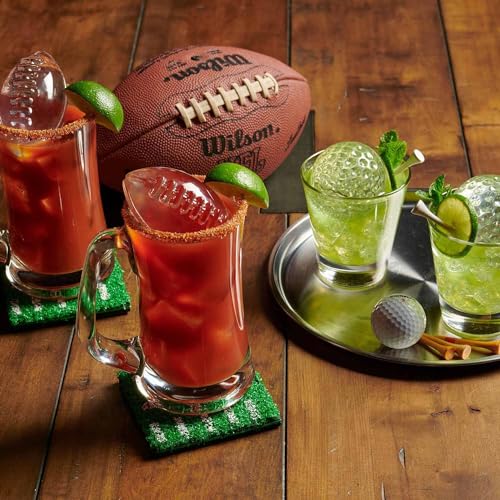 Image of Tovolo Sports Ice Mold Bundle Set of 4 Golf Ball and Football Shapes Large Craft Ice Cubes for Whiskey Cocktails with Silicone Lids, Easy Fill Craft Ice Mold for Sports Fans