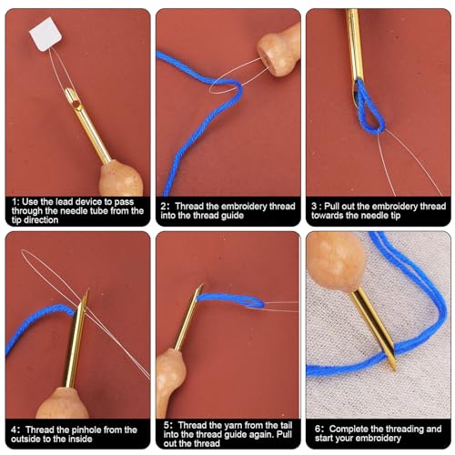 Image of NQEUEPN 16pcs Punch Needle Kit, Adjustable Punch Needle Embroidery Kit with Tape Measure Punch Needle Tool Embroidery Needle Set for Adults Beginners Sewing Embroidery Floss Cross Supplies