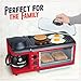 Nostalgia 3-in-1 Breakfast Station - Includes Coffee Maker, Non-Stick Griddle, and 4-Slice Toaster Oven - Versatile Breakfast Maker with Timer - Red