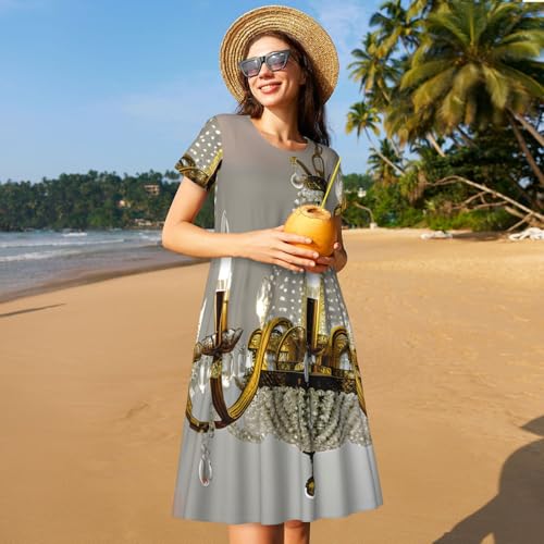 Robe d'été décontractée à manches courtes avec imprimé - 3