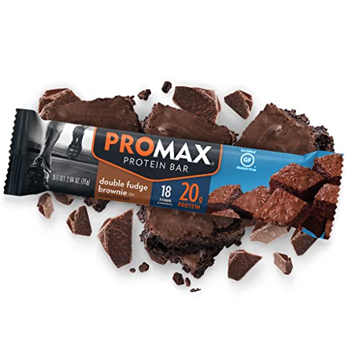 Promax Protein Bar, Double Fudge Brownie, 20g High Protein, Gluten Free, 12 Count