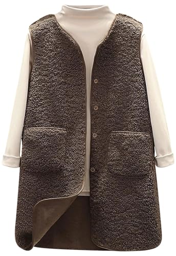 Manteau sans manches veste chaud élégant en maille sherpa