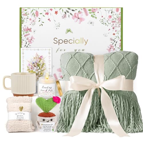 AMILEBERLY Geschenke für Frauen,Rituals Geschenkset Frauen,Geschenk für Beste Freundin, Geschenkkorb für Frau With Kuscheldeck,Geburtstagsgeschenk Beste Freundin