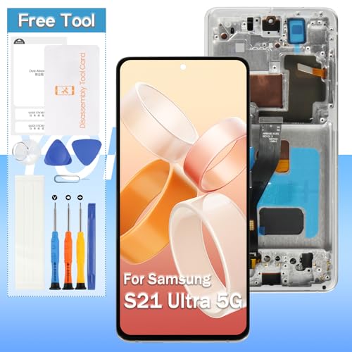 Screen Replacement for Samsung Galaxy S21 Ultra 5G (OLED) LCD Display SM-G998u G998a G998w 6.8" LCD Touch Digitizer Assembly Black with Frame
