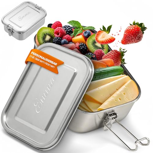 LOOXIS Personalisierte Lunchbox aus Edelstahl mit Namen & Text graviert –...