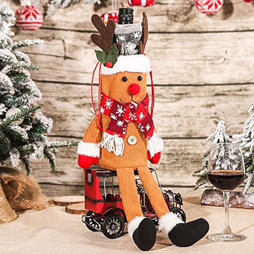 Doumneou Tampa de Garrafa de Vinho de Natal de Alce do de Neve de Pernas Compridas Sacos para Garraf