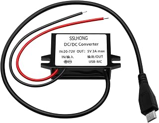 SSLHONG DC 20-72V to DC 5V 3A Step-Down Converter Buck Module USB Output Power Adapter (Micro USB)