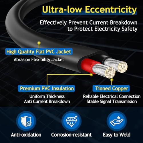 Fil électrique en cuivre étamé sans oxygène 14 AWG 8 m pour installation automobile et marine