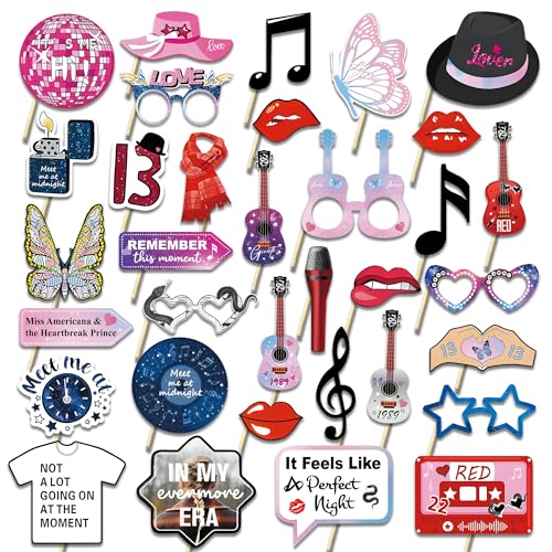 34 Pcs Singer Party Decorations Photo Props Birthday Party Favors Birthday Music Lyrics Photo Booth Props Music Lover Photo Booth Props