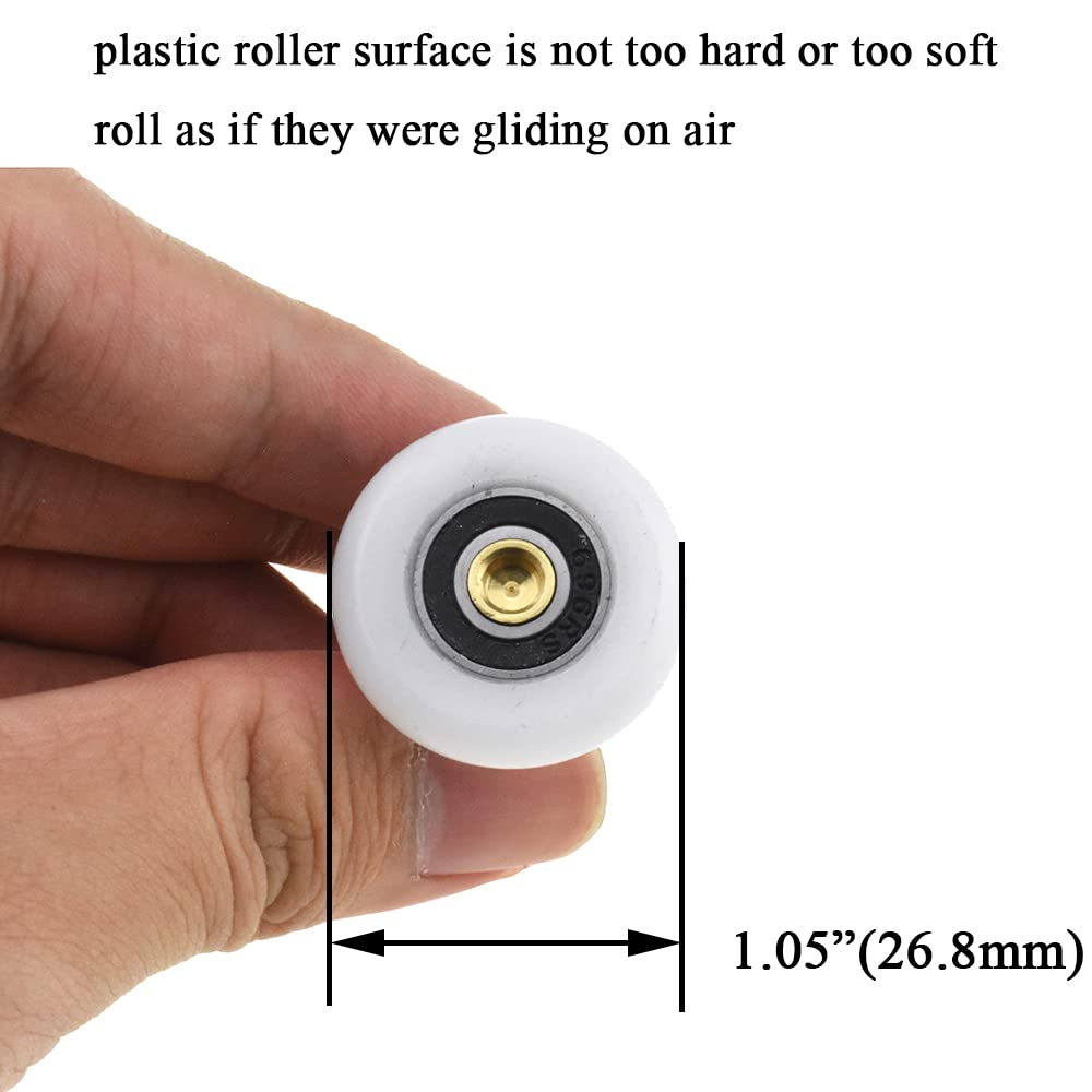 HAHIYO Shower Door Wheels 23mm - 4 Sets Nylon Rollers With Ball Bearings