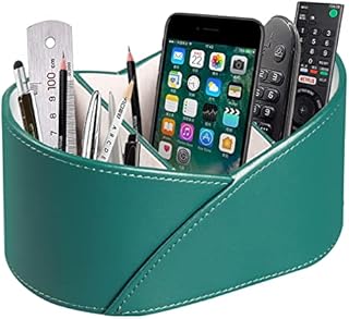 BLIENCE PU Leather TV Remote Holder,Ingot Shape Remote Control Holder with 3 Compartments,Desk Remote Caddy Storage Organizer for Controller, Media Player,Mobile Phone Office Stationery Storage