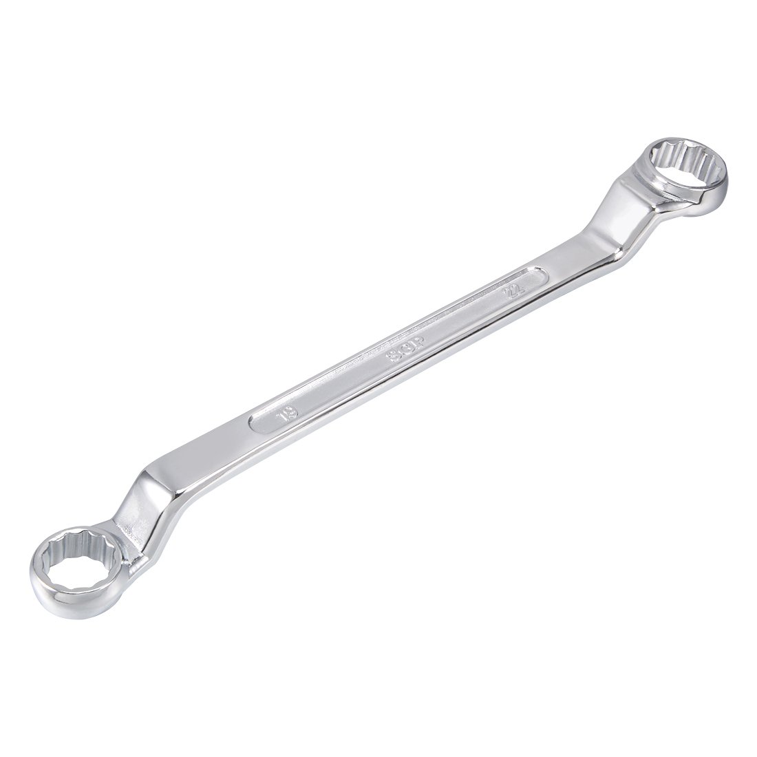 uxcell 19mm x 22mm Metric 12 Point Offset Double Box End Wrench Chrome Plated, Cr-V Steel