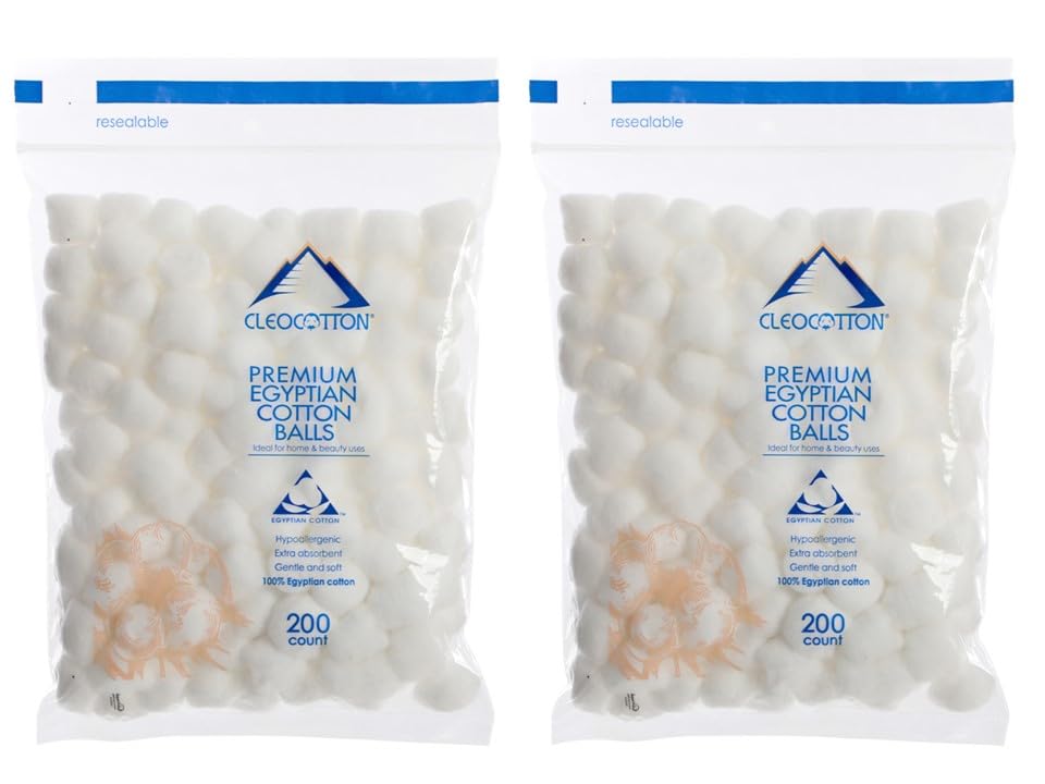 Premium Egyptian Cotton Round (200 Count Packs x 2 = 400 Count), 100% Egyptian Cotton Pads, Ultra Soft (Made in Egypt)