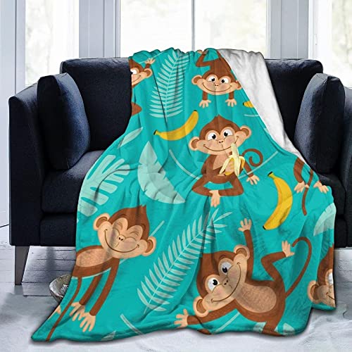 Kuscheldecke 80x150 AFFE, Flanell Fleecedecke 3D Cartoon-Tiere Weiche und Warme Decke, als Sofadecke Wohndecke Tagesdecke Wolldecken, für Kinder Erwachsene