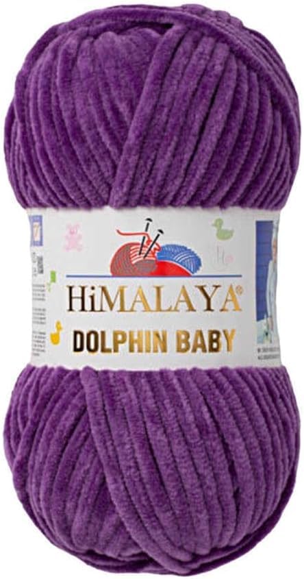 Himalaya Dolphin Baby Yarn Each Skein 100gr 120m Super Bulky Yarn for Knitting&Crocheting Ideal for Cardigans Shawls Blankets Hats and Home Textiles (1, 80340 Bright Purple)