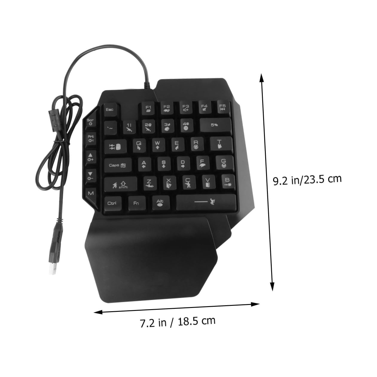 NUOBESTY Teclado Mecánico para Juegos para Zurdos Teclado RGB Retroiluminado Compacto y Portátil Controlador Sola Mano para Móvil Adecuado para Juegos y Entretenimiento 1 Negro