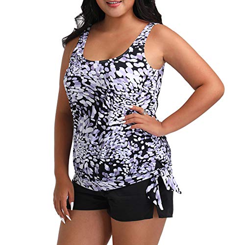FULLFITALL Plus Size Swimsuits for Women Two Piece Bathing Suits Tankini Top Tummy Control Swimwear with Boyshorts