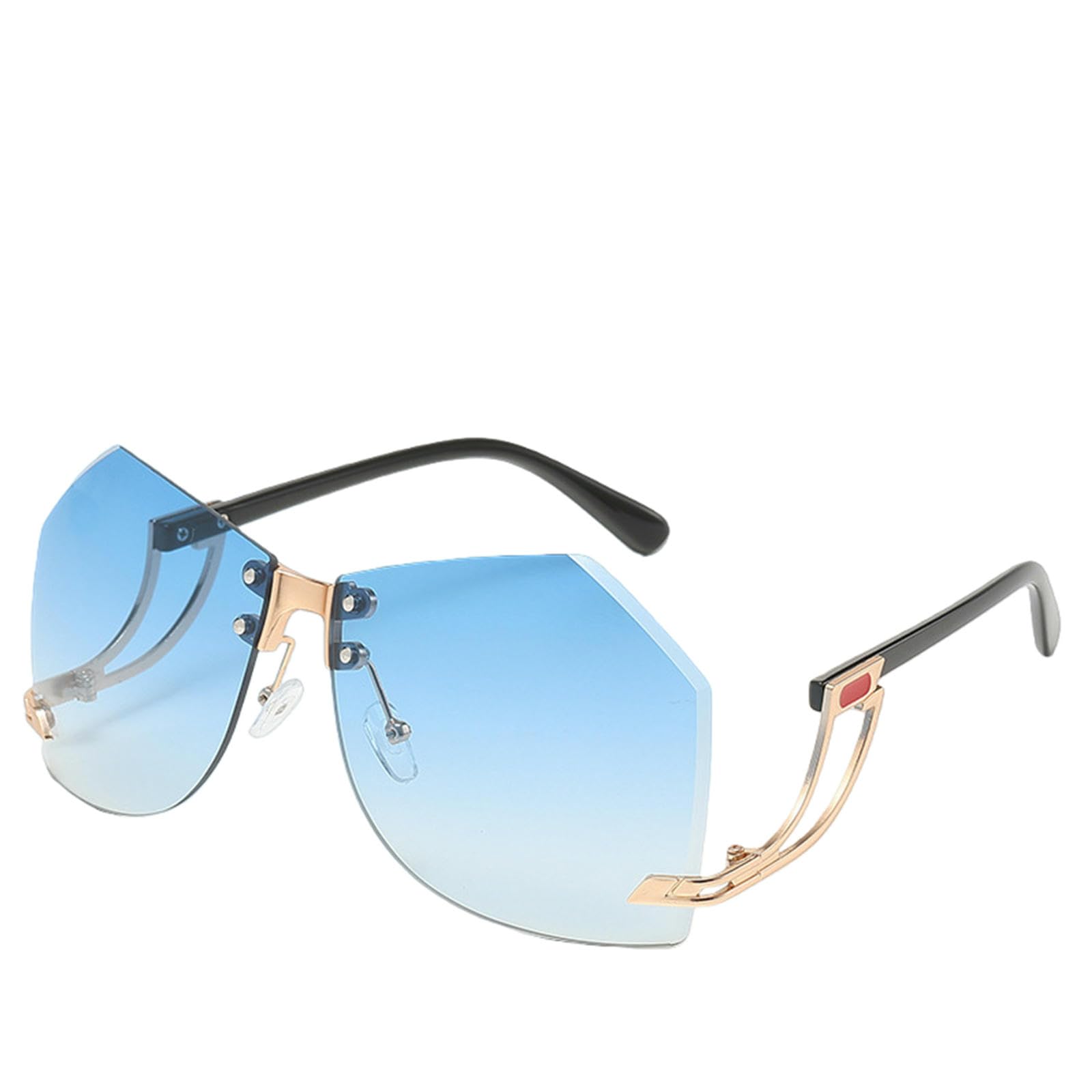 Gyios sunglasses Women Alloy Frame Oversize Gradient Fashion-gold With Blue