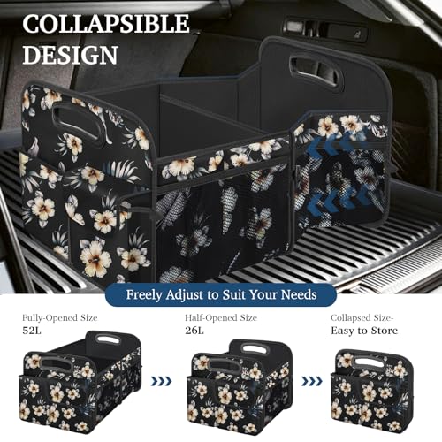 Image of Femuar Car Trunk Organizer, Car Storage Organizer with Large Capacity Waterproof Collapsible Trunk Organizer for Car Suv /Jeep /Sedan (Hibiscus flowers, Standard)
