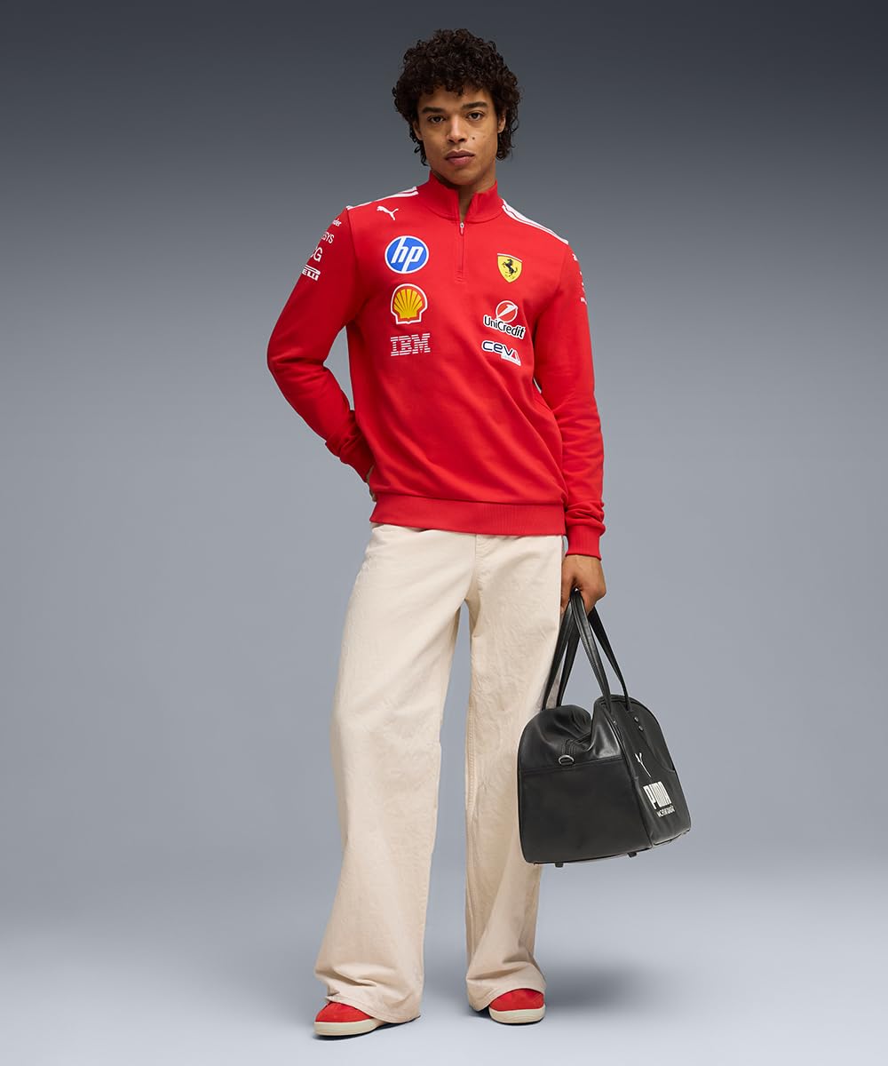 PUMA Scuderia Ferrari F1 2026 Męski sweter Team T7 1/2 z zamkiem błyskawicznym - czerwony