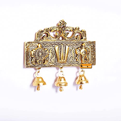 Image of KridayKraft Tirupati Door Hanging Shankh Chakra Namah Latkan Gold Plating Antique Decorative for Home,Office & Room,Showpiece Figurines,Religious Idol..., 15 cm , 3 cm