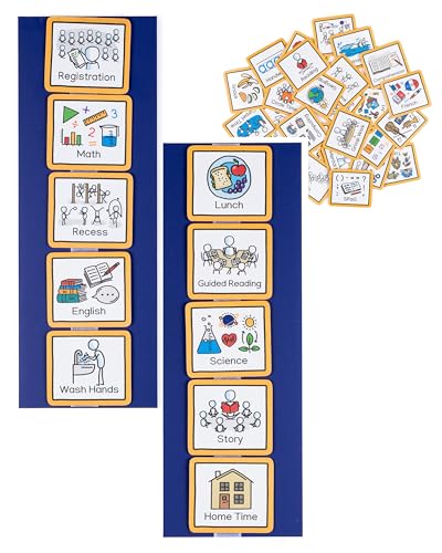 Visual Schedule Routine Chart with pecs Cards to Support communiation for Children, Toddlers, Autism, ADHD, Downs Syndrome, Dementia. (School)