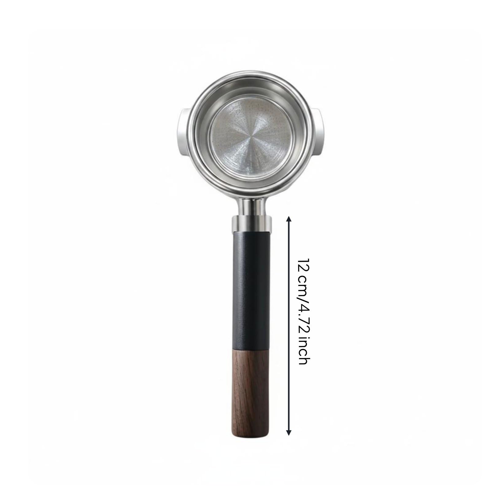 Qianly Portafiltro sin Fondo y con Fondo 2 en 1 Accesorio Coffee Specialist Flujo Uniforme para Cafetera Espresso, Marrón, Nogal De Aluminio Empalmado
