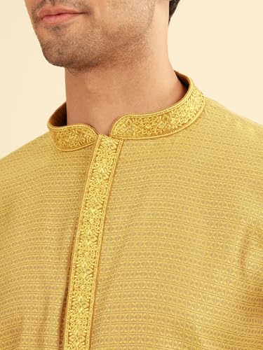 Image of Manyavar Men's Viscose Blend Self-Design Kurta Pyjama Set (2pcs)