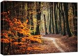 wall26 Canvas Print Wall Art Autumn Fall Orange Leaf Forest Tree Trail Nature Wilderness Photography Realism Earth Scenery Rustic Scenic Landscape Colorful for Living Room, Bedroom, Office - 24'x36'