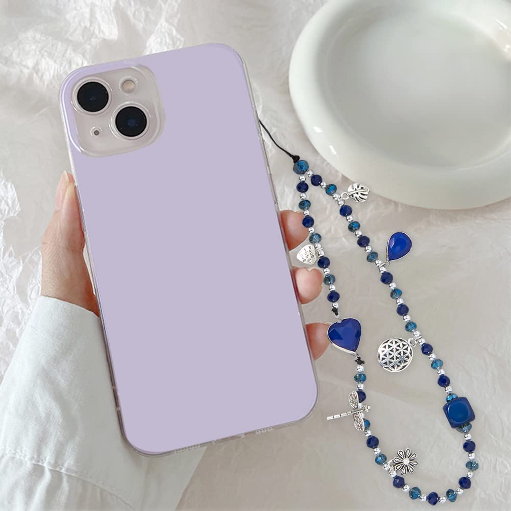 Katutude Beaded Phone Charm Cell Phone Lanyard Wrist Strap, Boho Leaf-Shape Pendant Anti-Lost Chain Cell Phone Charms Strap Keychain Bracelet, Navy