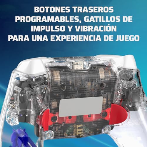 Image of PDP REALMz Nintendo Switch Pro Controller, Customizable LED Lighting, 3.5mm Headphone Jack, Officially Licensed by Nintendo and SEGA: Sonic Superstars (Knuckles Sky Sanctuary Zone)