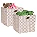 Posprica Storage Bins - 13×13 Foldable Basket Cubes Organizer Boxes Containers Drawers,Geometric Pattern - Cream/Gold,2pcs