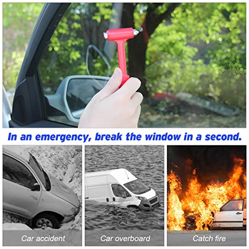 Moioee 2 Pcs Car Safety Hammer, Auto Glass Breaker With Seat Belt Cutter, 2 In 1 Emergency Escape Tool, Long Handle Window Breaker For Disaster Rescue, Lifesaving Hammer For Car Accidents #TOP4