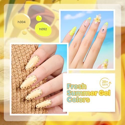 Image of Beetles Yellow Gel Nail Polish Set - Amalfi Holiday, 6 Colors Fall Gel Nail Polish Set, Soak Off UV LED Yellow Nails Art, Long-Lasting Manicure Salon DIY Home Holiday Nails Art